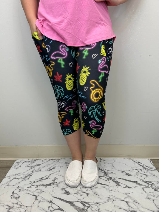 Neon Summer Capri w/ Pockets